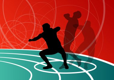 erkek spor Atletizm. topu atma siluetleri koleksiyonu. abst