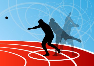 erkek spor Atletizm. topu atma siluetleri koleksiyonu. abst