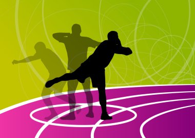 erkek spor Atletizm. topu atma siluetleri koleksiyonu. abst