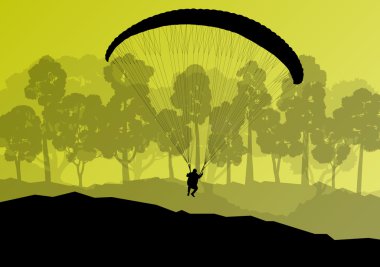 yamaç paraşütü aktif spor arka plan manzara kavramı vektör