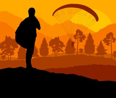 yamaç paraşütü vektör arka plan manzara kavramı vektör