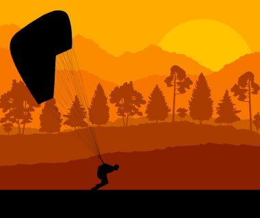 yamaç paraşütü vektör arka plan manzara kavramı vektör