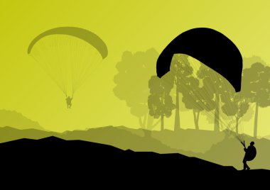 yamaç paraşütü vektör arka plan manzara kavramı vektör