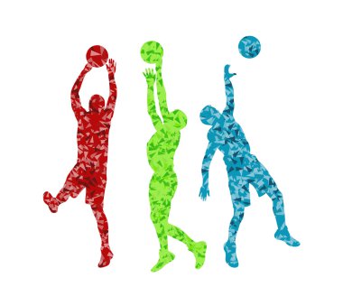 erkek basketbol vektör arka plan siluet vektör soyut geri