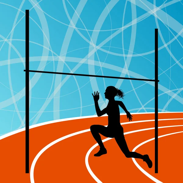 High jump athletics active woman sport silhouette concept i — стоковый вектор