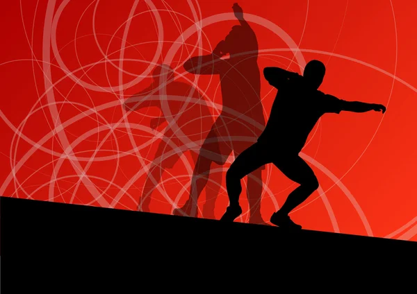 Athlétisme sportif masculin. balle jetant silhouettes collection. abst — Image vectorielle