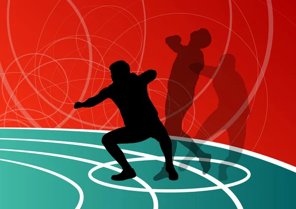 Männersport Leichtathletik. Ballwurf Silhouetten Sammlung. abst — Stockvektor