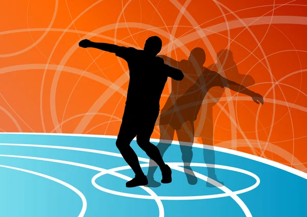 Athlétisme sportif masculin. balle jetant silhouettes collection. abst — Image vectorielle