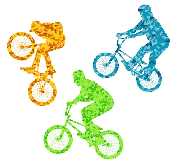 极端的自行车自行车骑手活跃青少年矢量背景 — 图库矢量图片