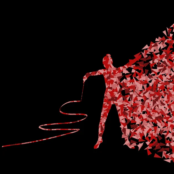 Gymnastique adolescent avec ruban abstrait vecteur de fond — Image vectorielle