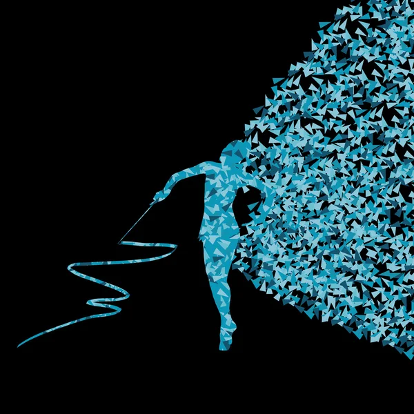 少年体操与丝带抽象背景矢量 — 图库矢量图片