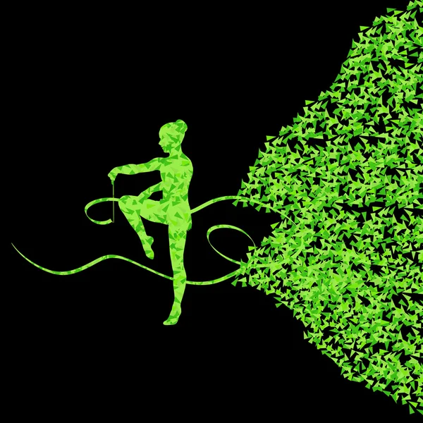 Gymnastique adolescent avec ruban abstrait vecteur de fond — Image vectorielle