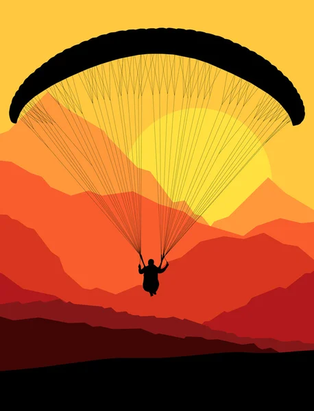 Paragliding vector achtergrond landschap concept vector — Stockvector