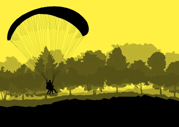 Paragliding vector achtergrond landschap concept vector — Stockvector