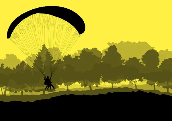 Paragliding vektorové pozadí krajiny koncept vektor — Stockový vektor