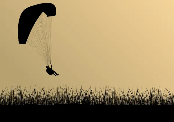 Parapente activo deporte fondo paisaje concepto vector ingenio — Vector de stock