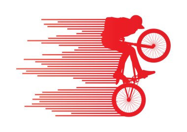 Extreme cyclists bicycle rider active teenager sport silhouettes clipart