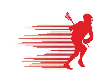 Lacrosse player in action vector background concept made of stri clipart