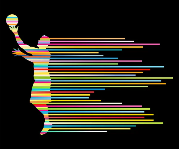 Man basketbal speler vector achtergrond concept gemaakt van kleurrijke — Stockvector