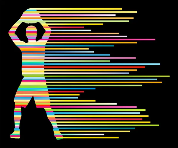 Homme joueur de basket-ball vectoriel concept de fond en coloré — Image vectorielle