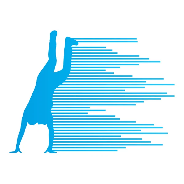 Hip hop danseur silhouette vecteur concept de fond en stri — Image vectorielle