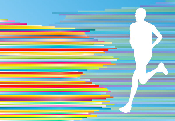 Man runner silhouette vector background template concept