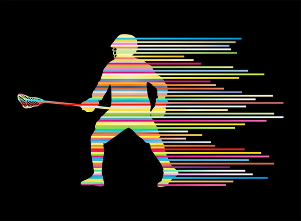 Lacrosse Player in Action Vektor Hintergrundkonzept aus Stri — Stockvektor