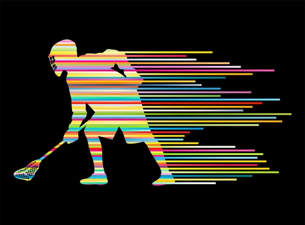 Giocatore di lacrosse in azione concetto di sfondo vettoriale fatto di stri — Vettoriale Stock