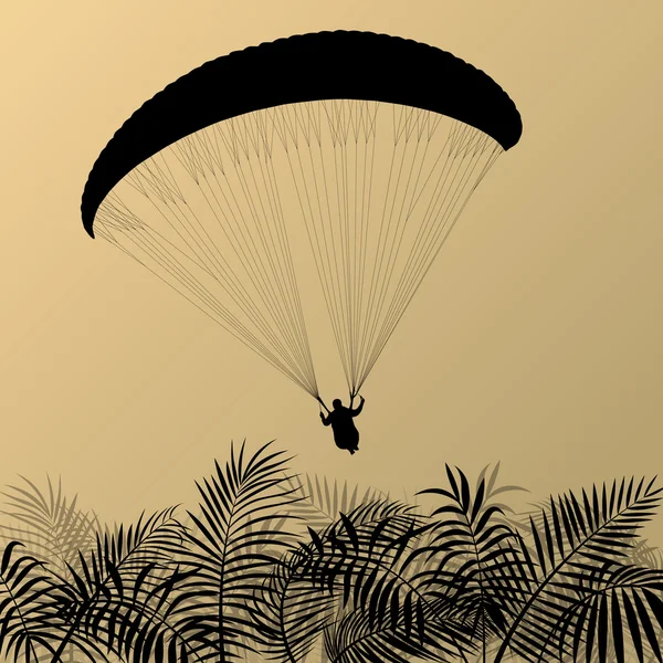 Paragliding active sport background landscape concept vector — Stock Vector