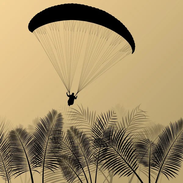 Paragliding aktivní sport pozadí krajiny koncept vektor — Stockový vektor
