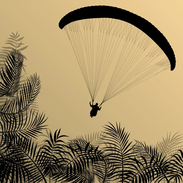 Paragliding actieve sport achtergrond landschap concept vector — Stockvector