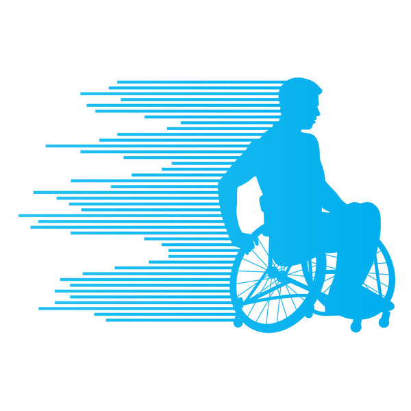 Человек в инвалидной коляске концепция людей с ограниченными физическими возможностями из полос вектора
