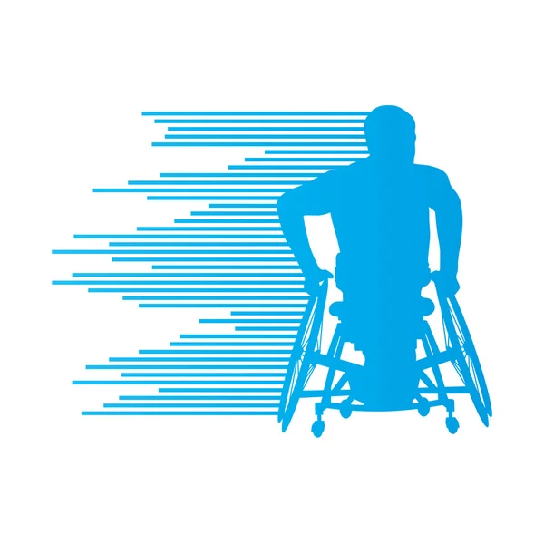 Man in wheelchair disabled people concept made of stripes vector — Stock Vector