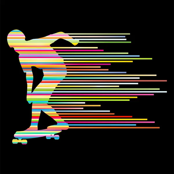 Skateboarder silhouette vector background concept made of stripe — Stock Vector