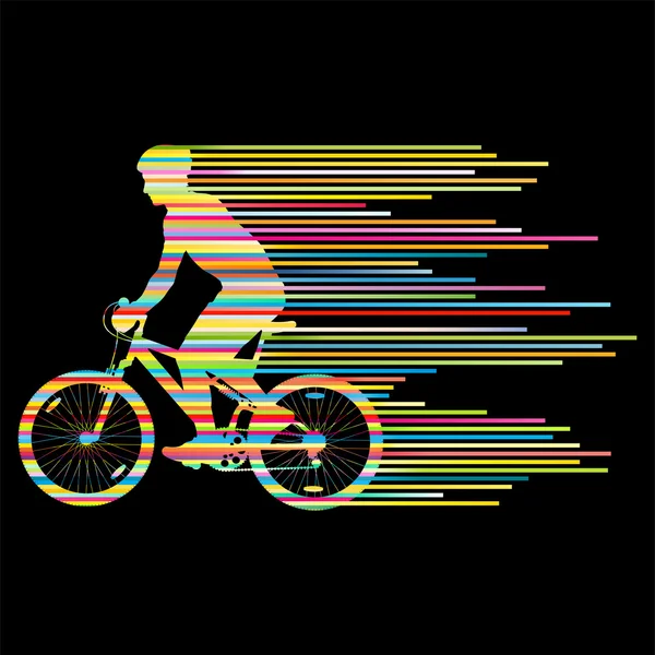 Концепция векторного фона велосипедиста из полос — стоковый вектор