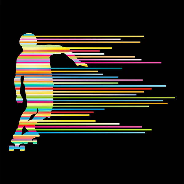 Skateboarder silhouet vector achtergrond concept gemaakt van stripe — Stockvector