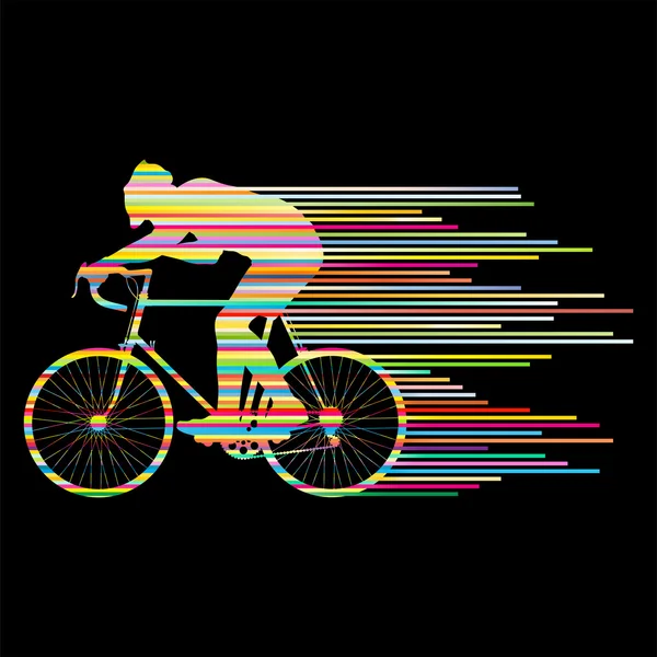 Bisikletçi vektör arka plan kavramı çizgili yapılmış — Stok Vektör