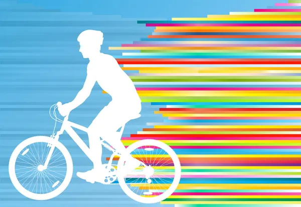 Cyclist vector background concept template made of stripes — Stock Vector