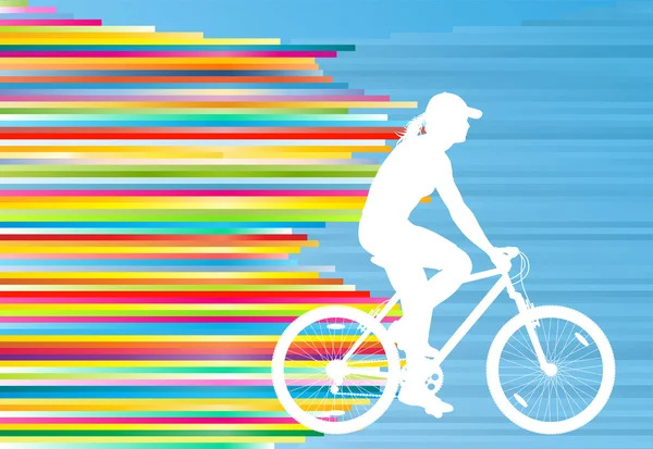 Cyclist vector background concept template made of stripes — Stock Vector