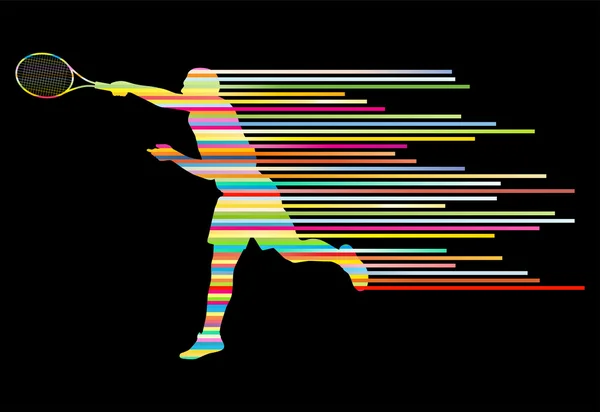Tennis speler abstract vector achtergrond concept gemaakt van strepen — Stockvector