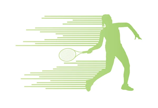 Joueur de tennis abstrait concept vectoriel de fond fait de rayures — Image vectorielle