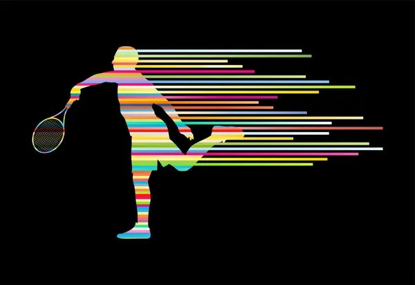 Tennis player abstract vector background concept made of stripes — Stock Vector