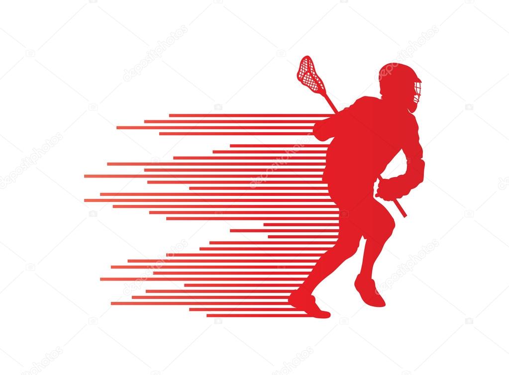 Lacrosse player in action vector background concept made of stri