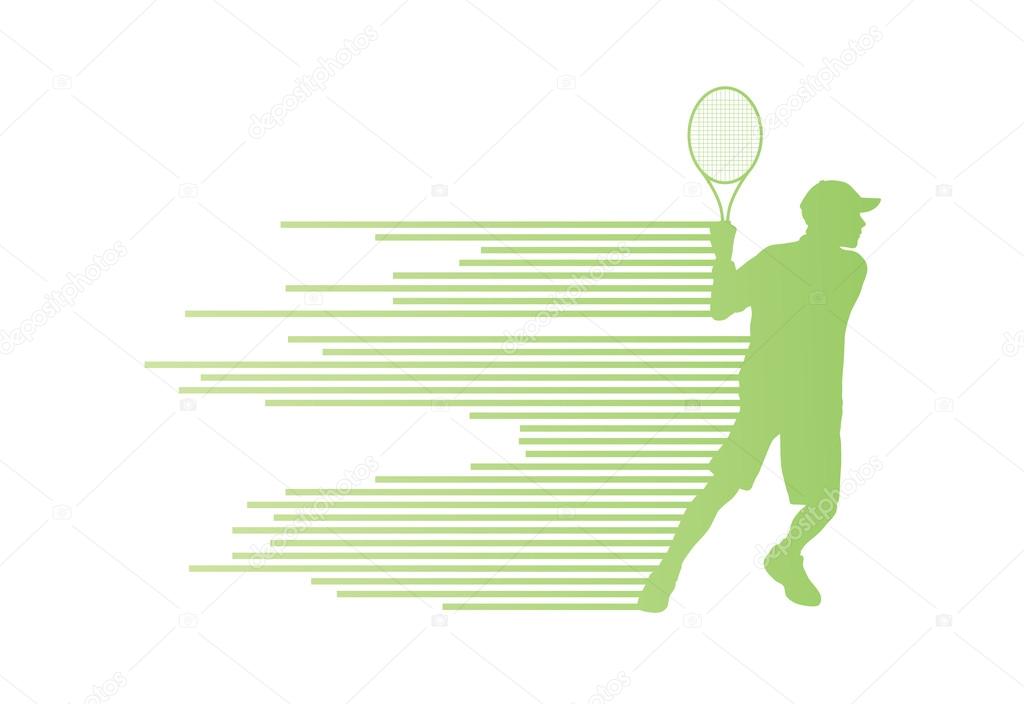 Tennis player abstract vector background concept made of stripes
