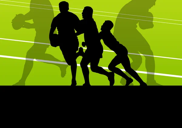 Rugby joueur homme silhouette vecteur arrière-plan concept — Image vectorielle