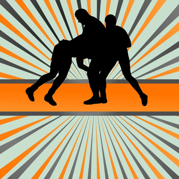 Rugby joueur homme silhouette vecteur arrière-plan concept — Image vectorielle