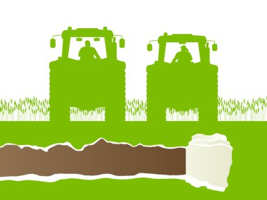 çiftçilerin tarım traktör ekili ülkenin tahıl alan La