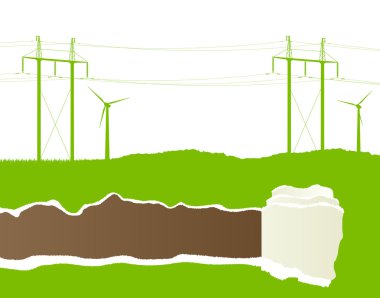 Alternatif Enerji Jeneratör vektör arka plan ile yüksek vo Rüzgar