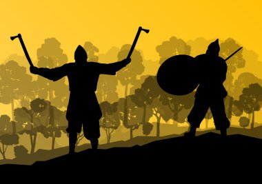 Ortaçağ Şövalyesi, savaşçı mücadele vektör arka plan