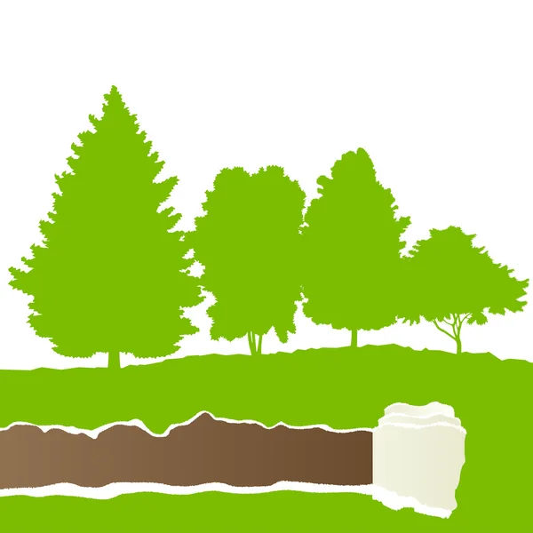 Ecología concepto detallado árbol forestal ilustración vector backgro — Vector de stock